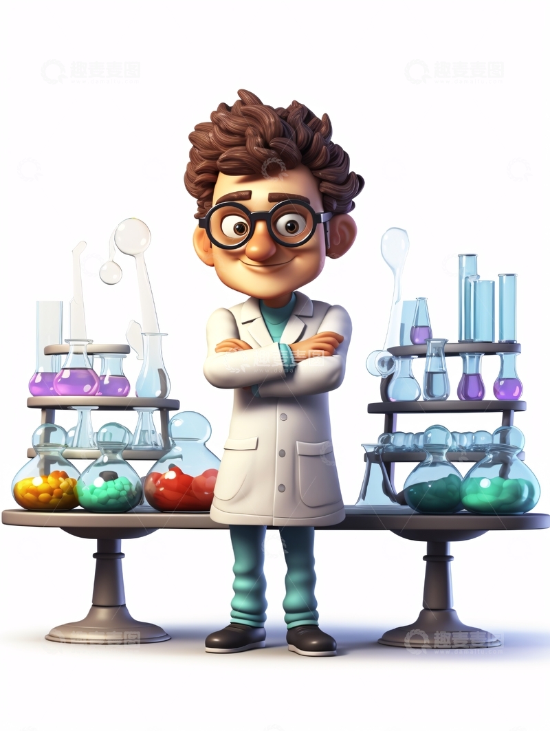 高清大图下载【趣麦麦图】卡通科学家