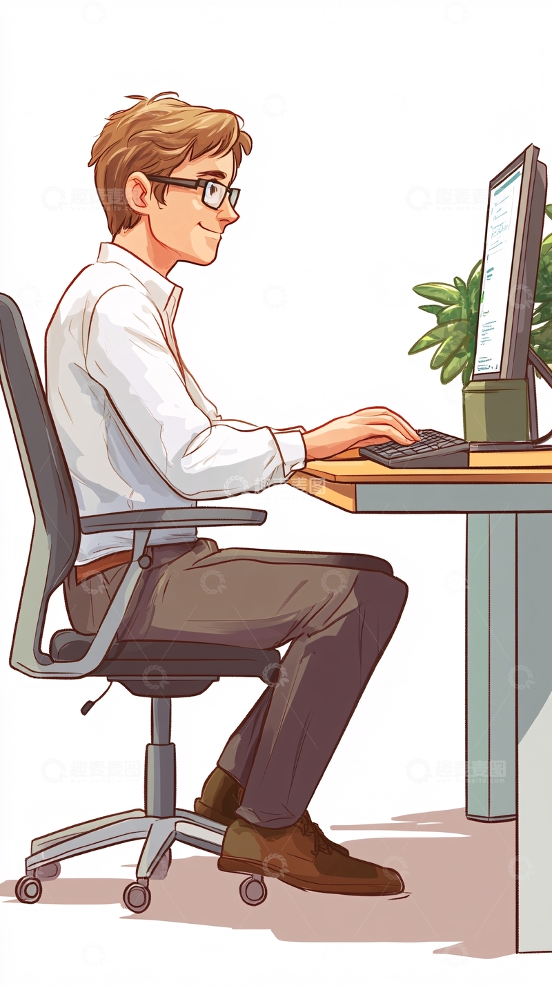 高清大图下载【趣麦麦图】办公室白领电脑工作