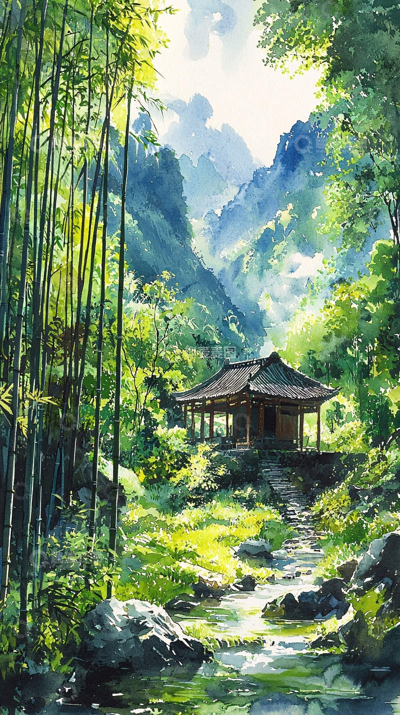 高清大图下载【趣麦麦图】竹林小筑