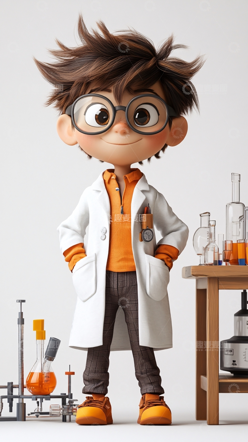 高清大图下载【趣麦麦图】可爱卡通小科学家