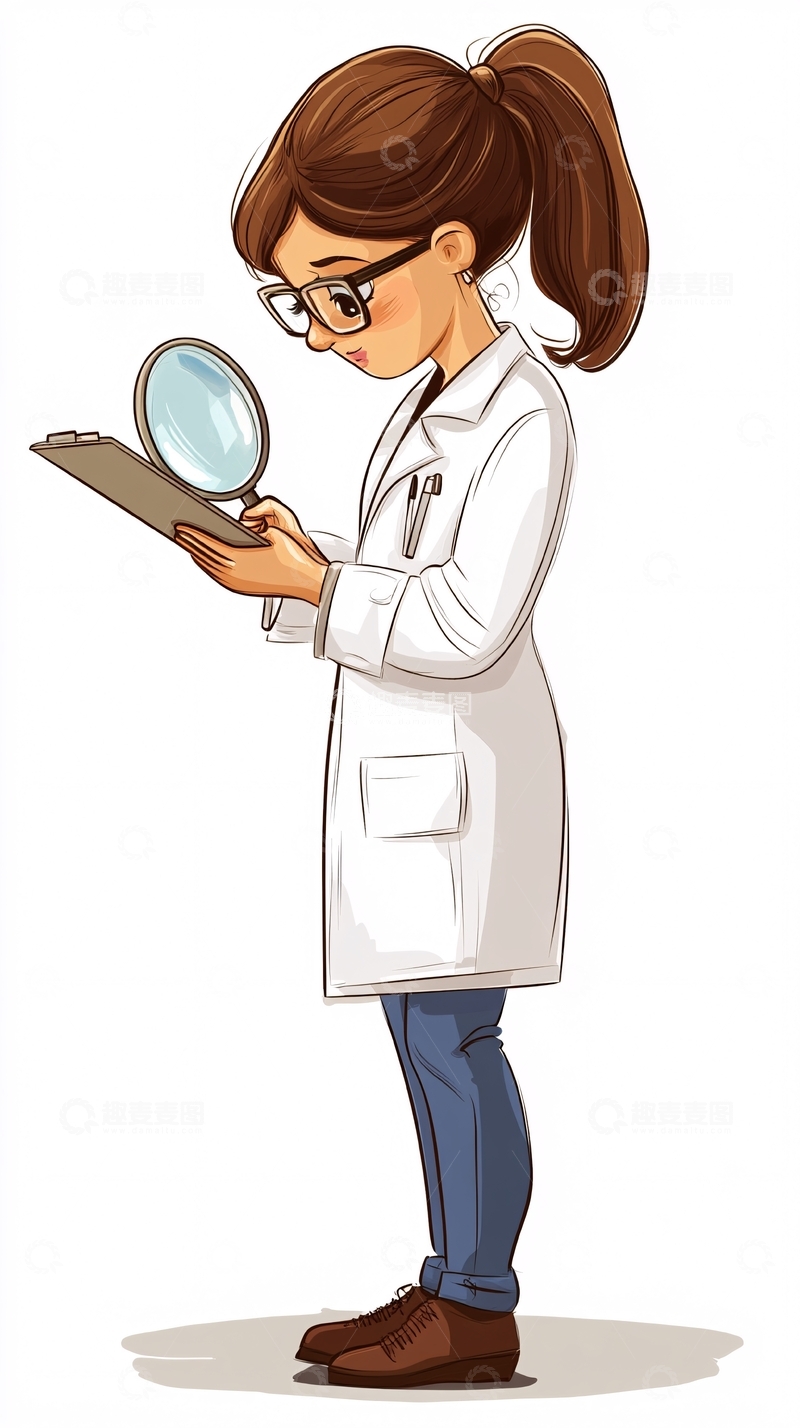 高清大图下载【趣麦麦图】卡通女科学家
