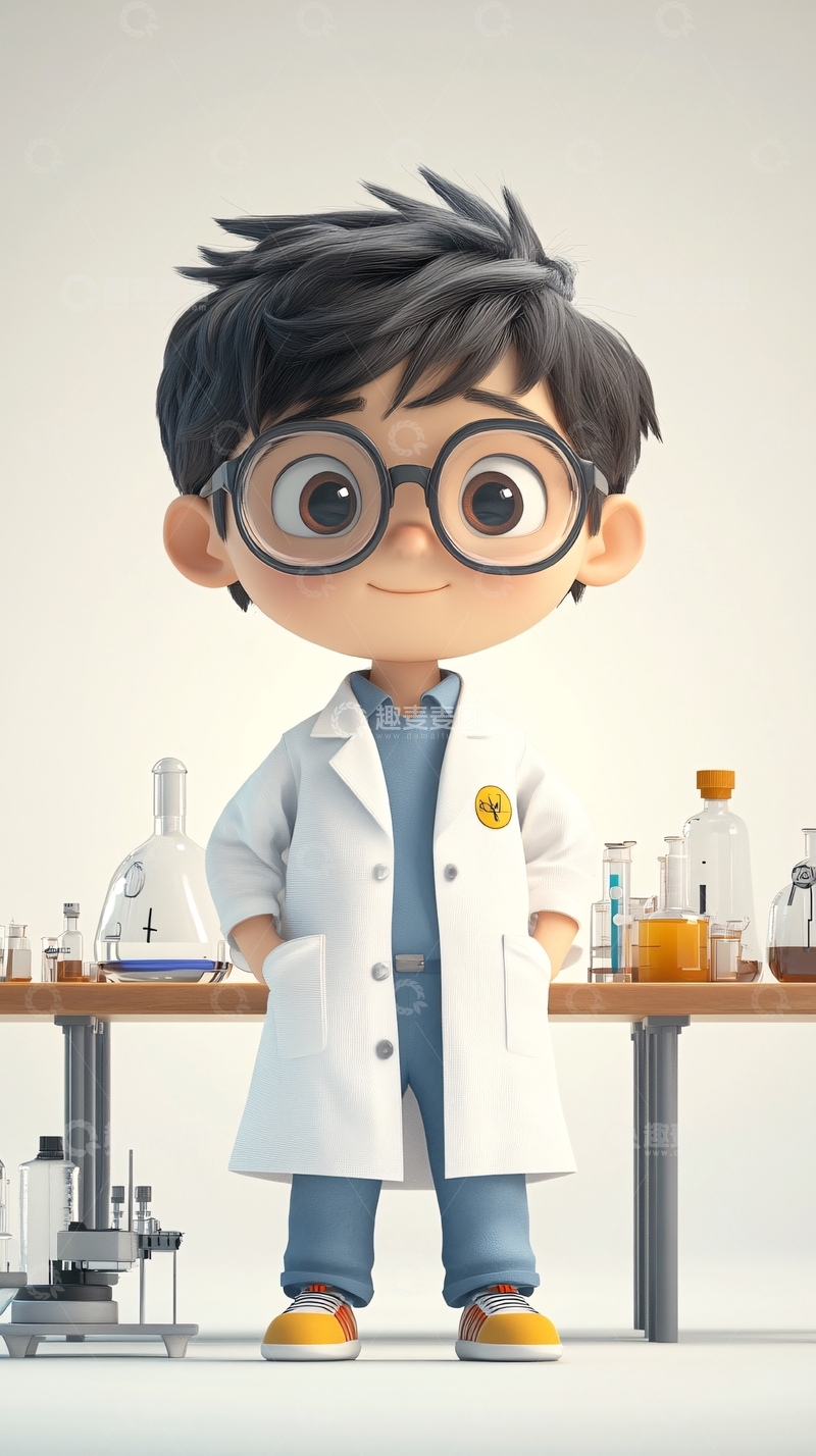 高清大图下载【趣麦麦图】卡通小科学家