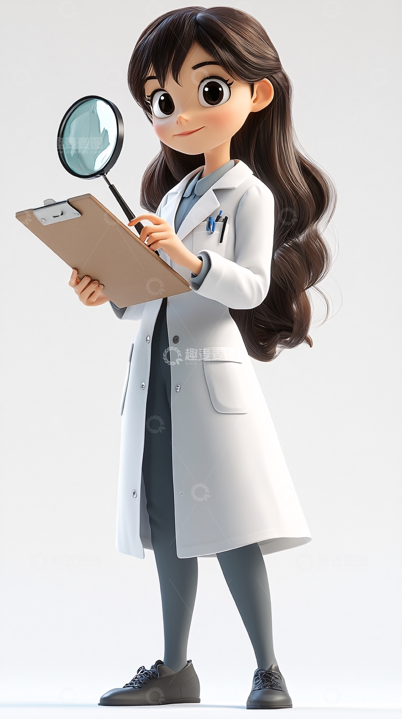 高清大图下载【趣麦麦图】卡通女科学家