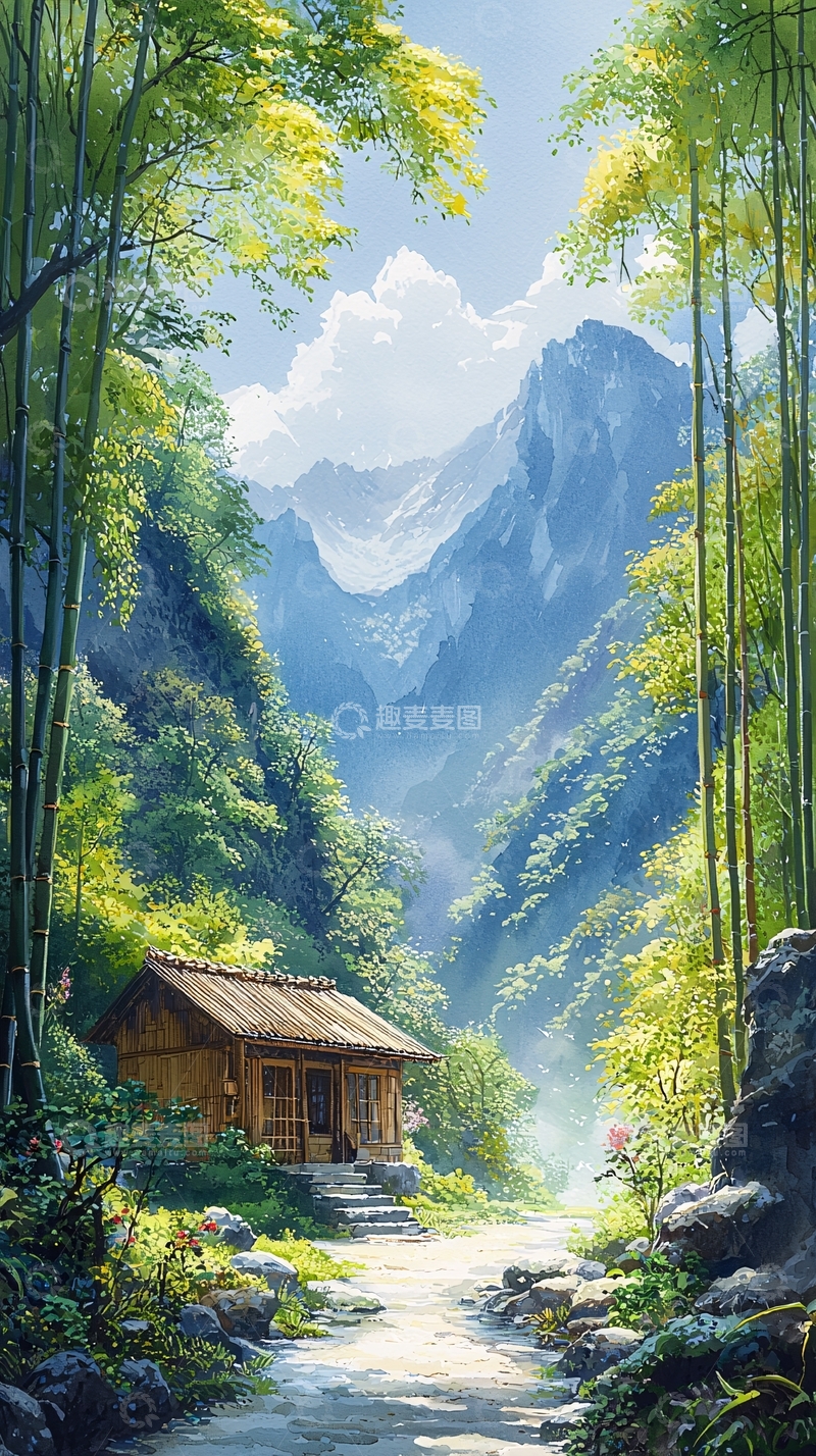 高清大图下载【趣麦麦图】山谷小屋