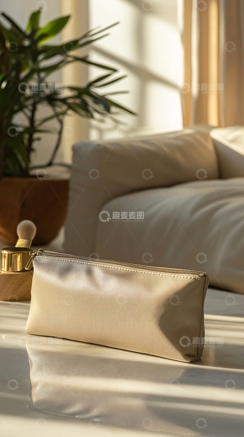 高清大图下载【趣麦麦图】米白色化妆包