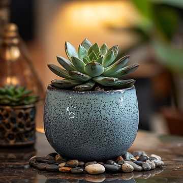 蓝灰色多肉植物盆栽