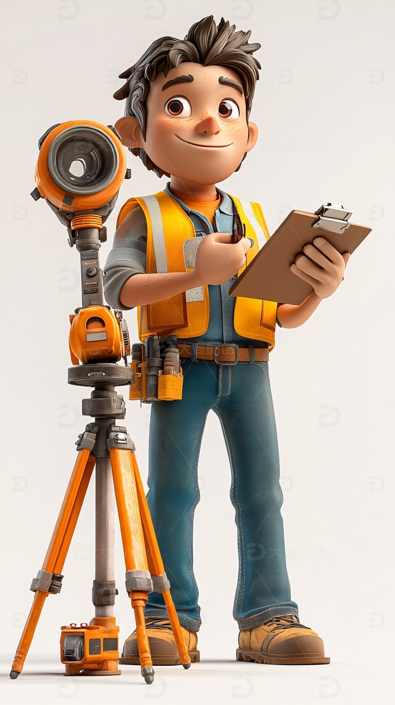 高清大图下载【趣麦麦图】卡通测量员
