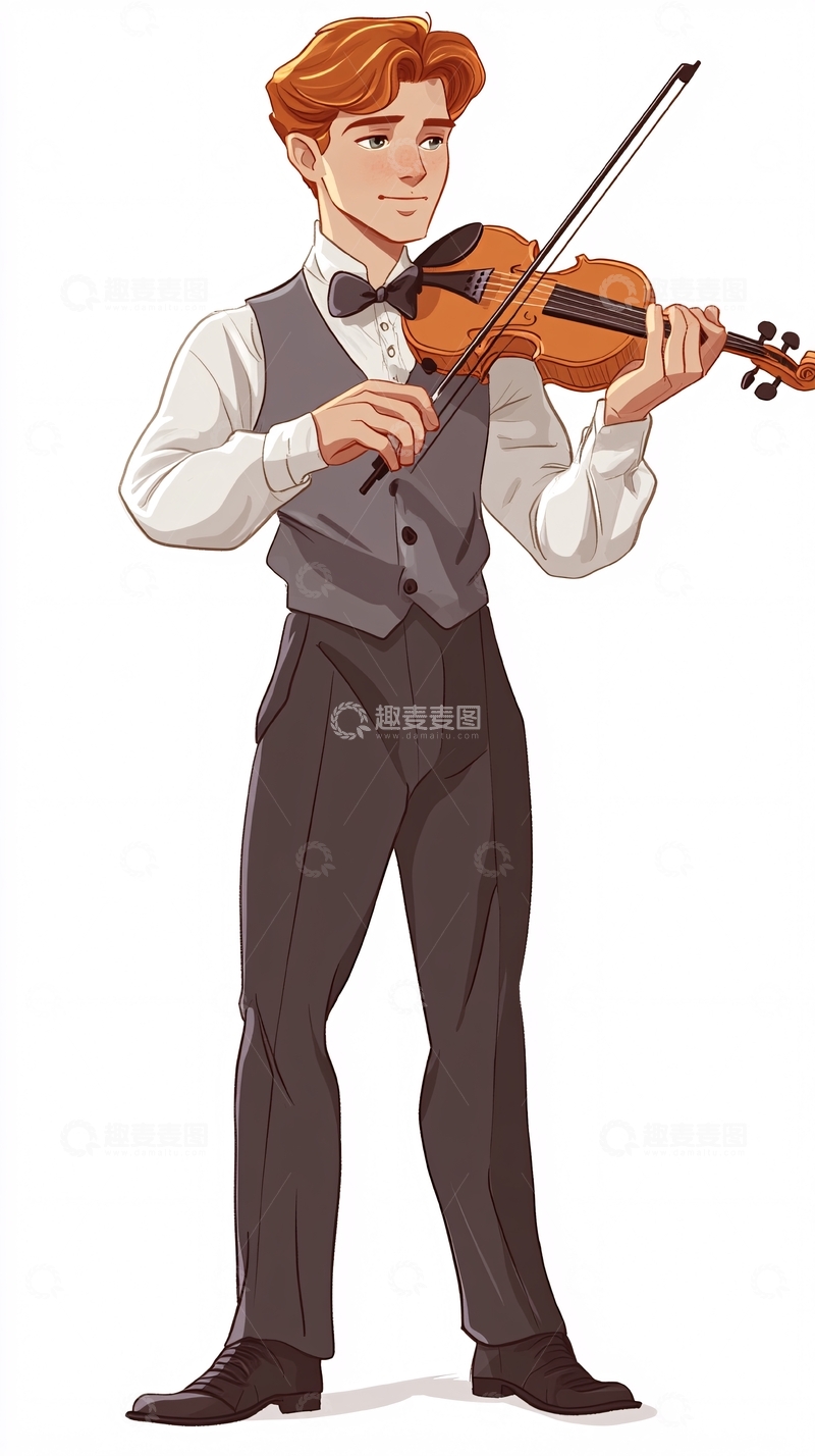 高清大图下载【趣麦麦图】红发小提琴手演奏