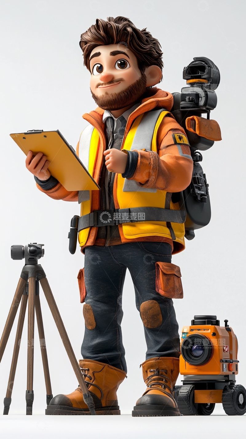 高清大图下载【趣麦麦图】卡通测量员