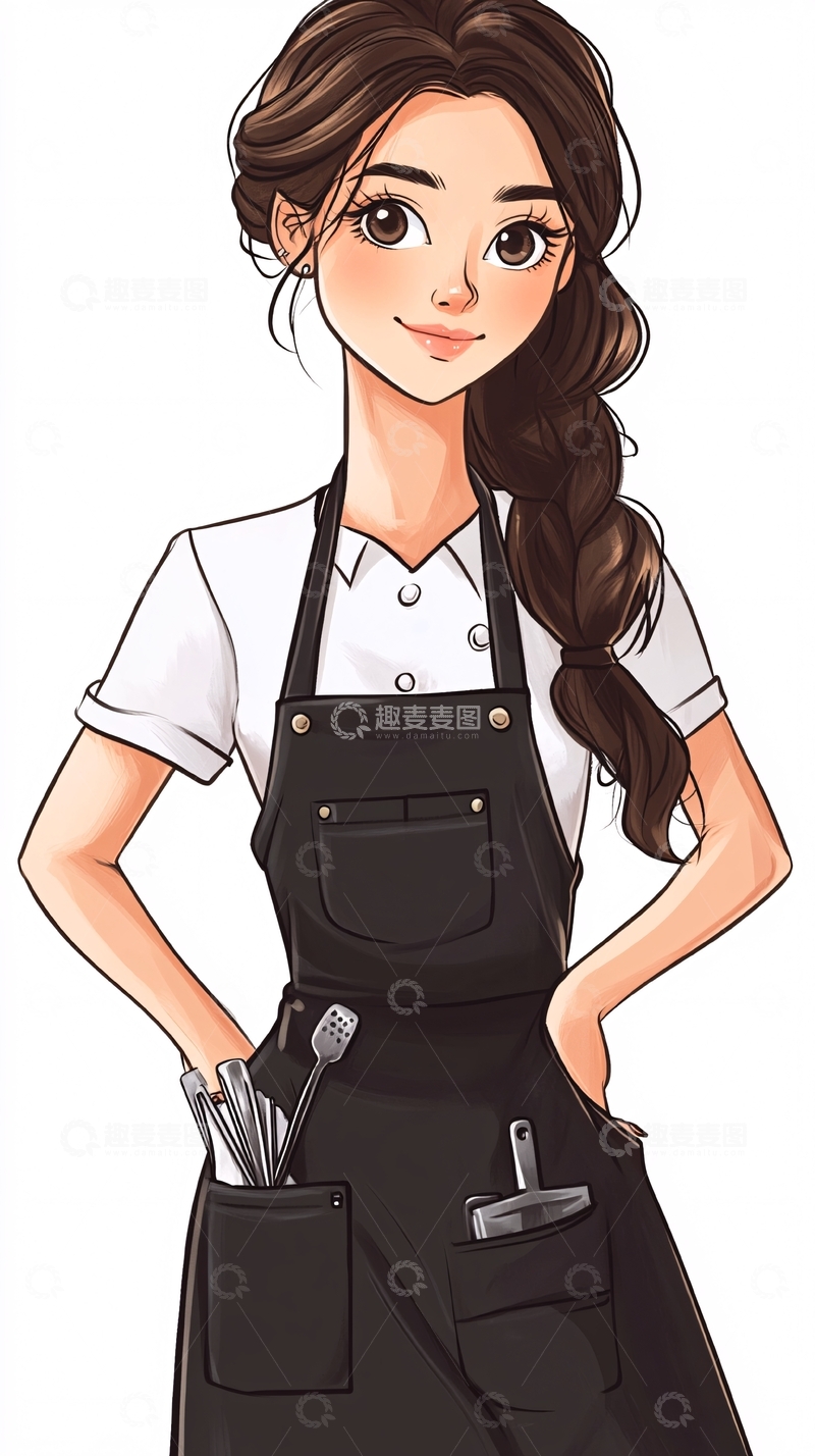 高清大图下载【趣麦麦图】可爱女生美甲师