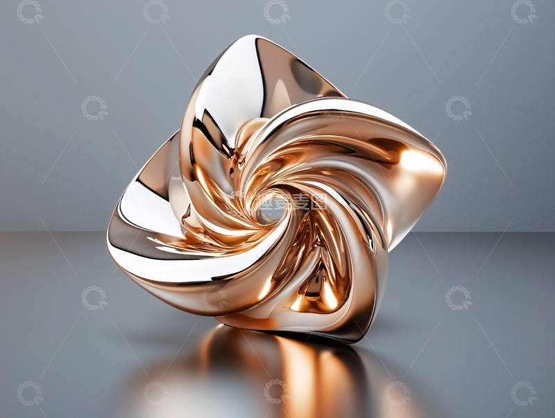 高清大图下载【趣麦麦图】玫瑰金抽象雕塑