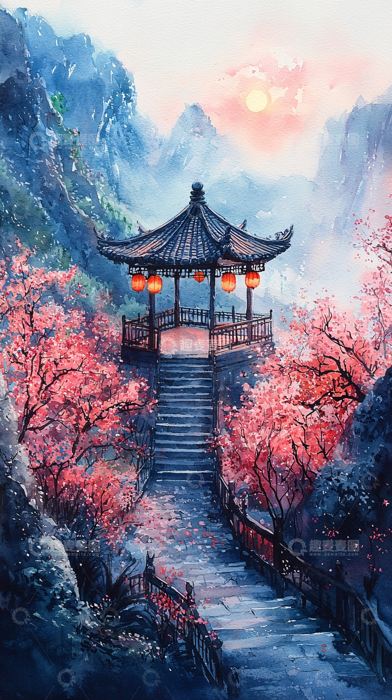 高清大图下载【趣麦麦图】山间亭阁