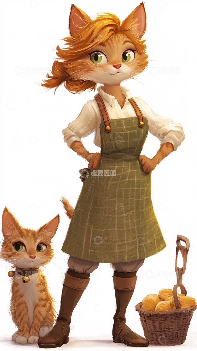 高清大图下载【趣麦麦图】拟人猫女农夫