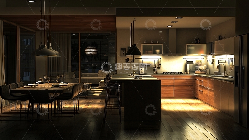 高清大图下载【趣麦麦图】现代简约开放式厨房