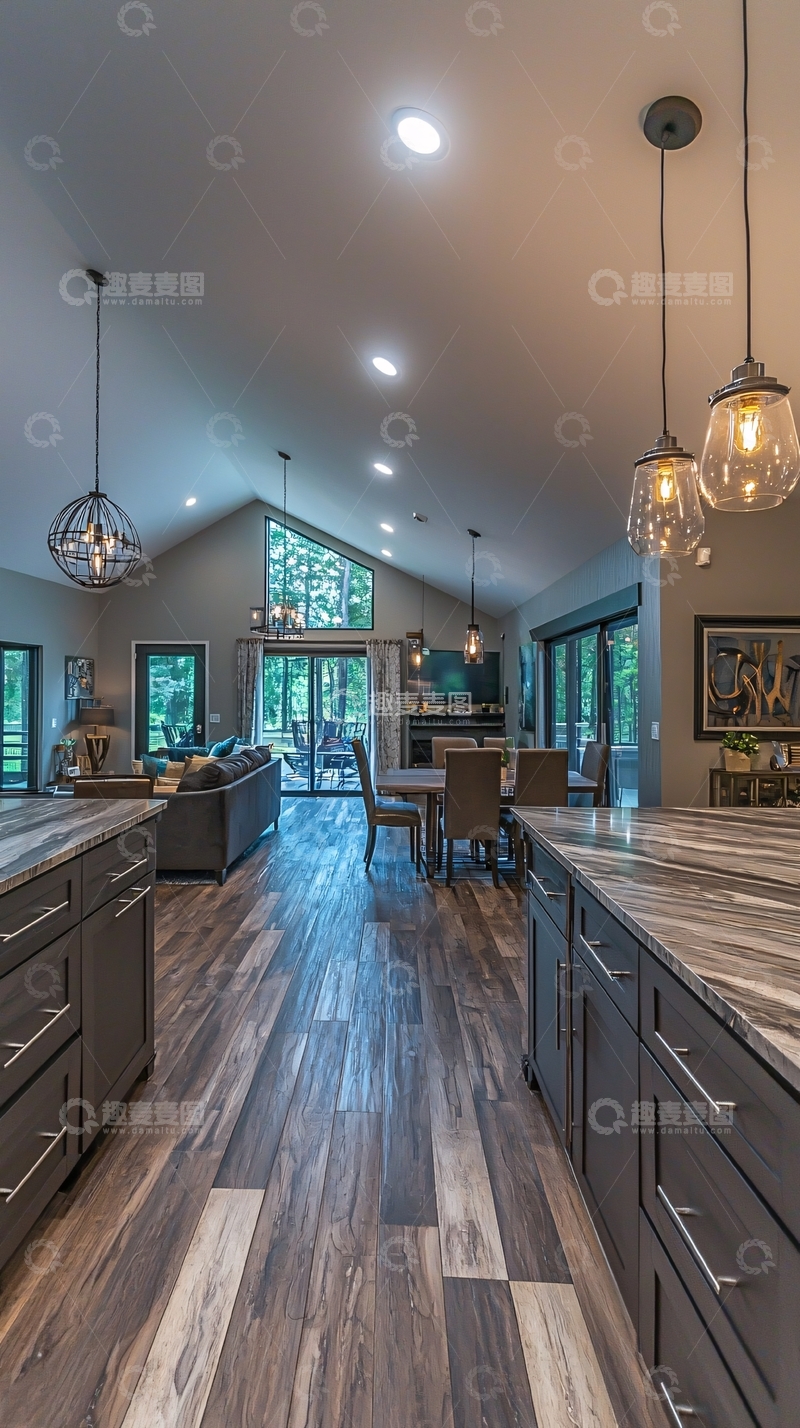 高清大图下载【趣麦麦图】现代简约开放式厨房餐厅