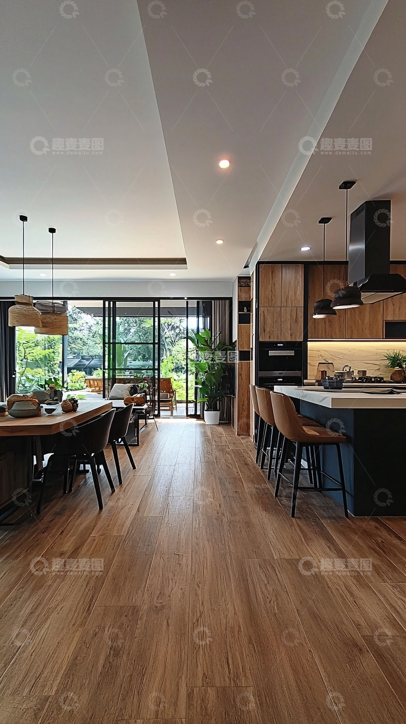 高清大图下载【趣麦麦图】现代简约开放式厨房餐厅