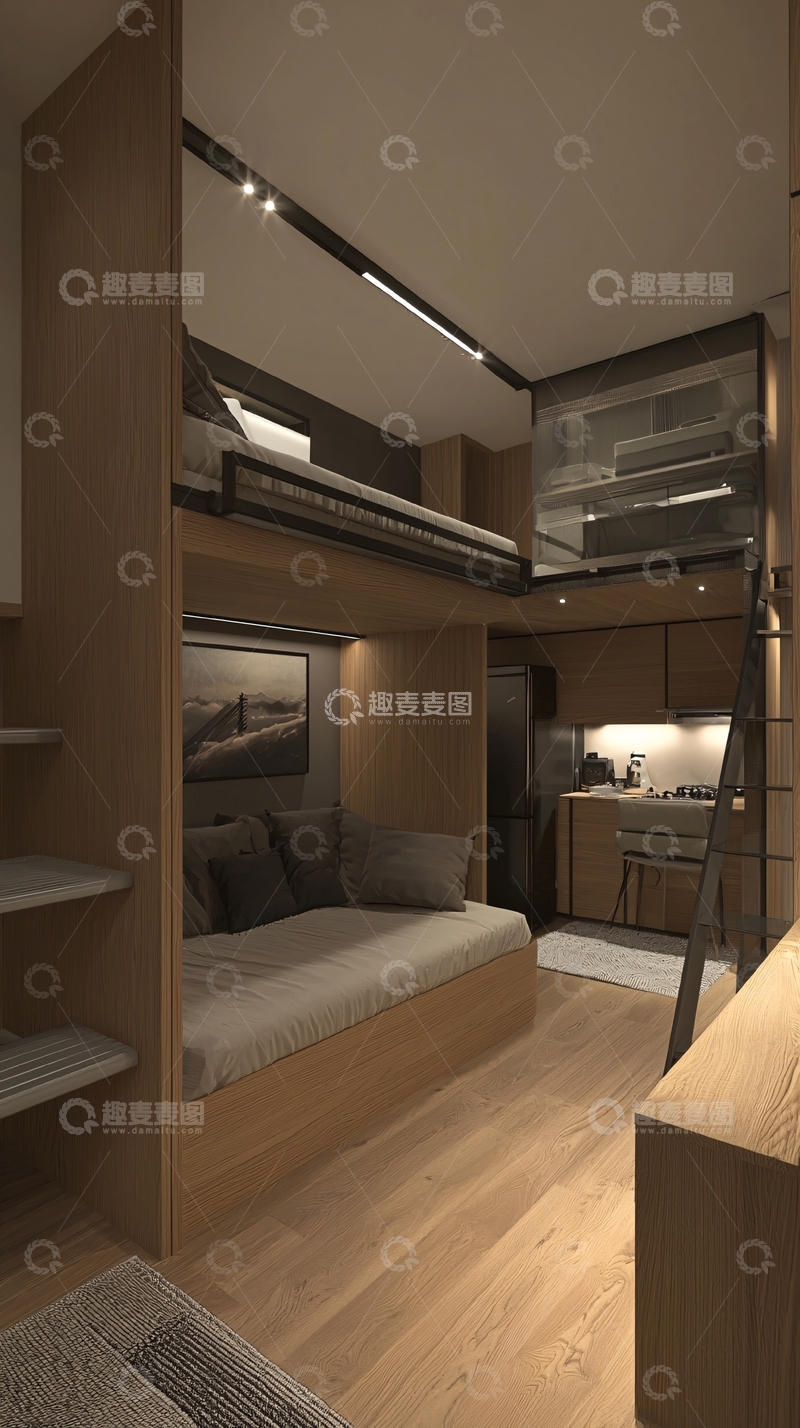 高清大图下载【趣麦麦图】现代简约小户型loft公寓