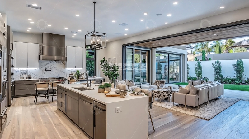 高清大图下载【趣麦麦图】现代开放式厨房客厅设计