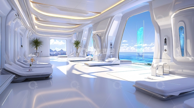 高清大图下载【趣麦麦图】未来感白色房间