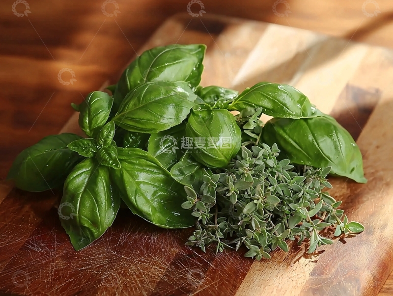 高清大图下载【趣麦麦图】新鲜罗勒和百里香