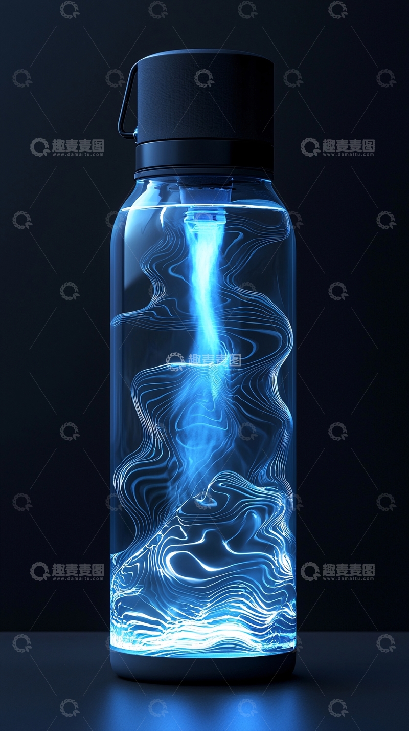 高清大图下载【趣麦麦图】蓝色发光水瓶