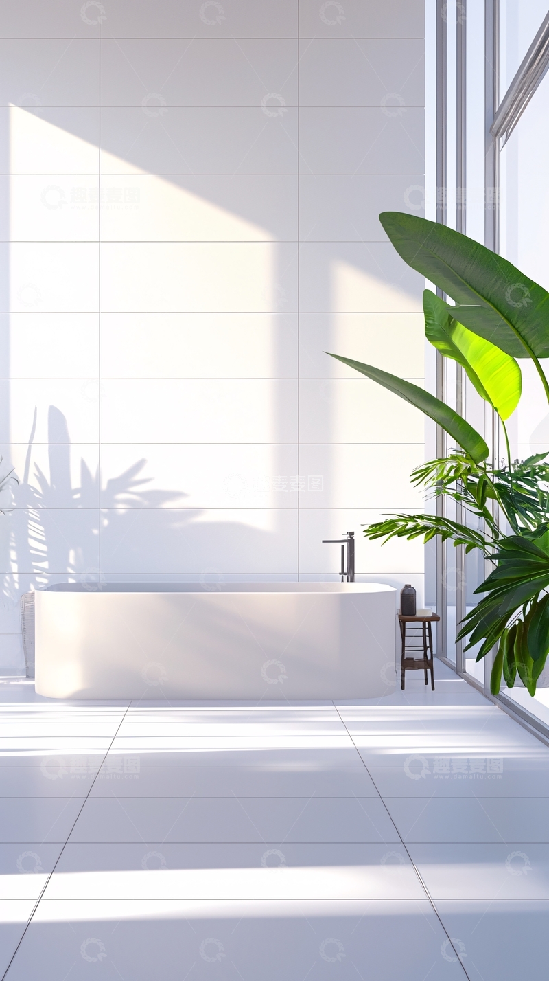高清大图下载【趣麦麦图】极简风格白色浴室
