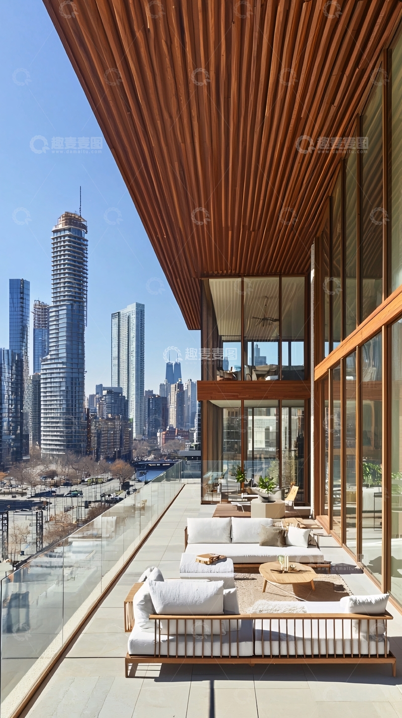 高清大图下载【趣麦麦图】现代化城市景观阳台
