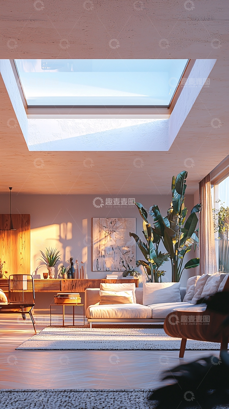 高清大图下载【趣麦麦图】阳光洒满客厅的落地窗