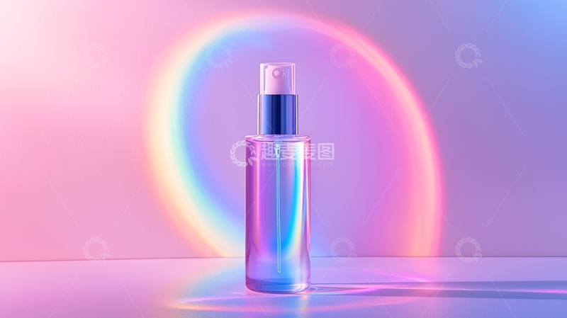高清大图下载【趣麦麦图】彩虹背景喷雾瓶