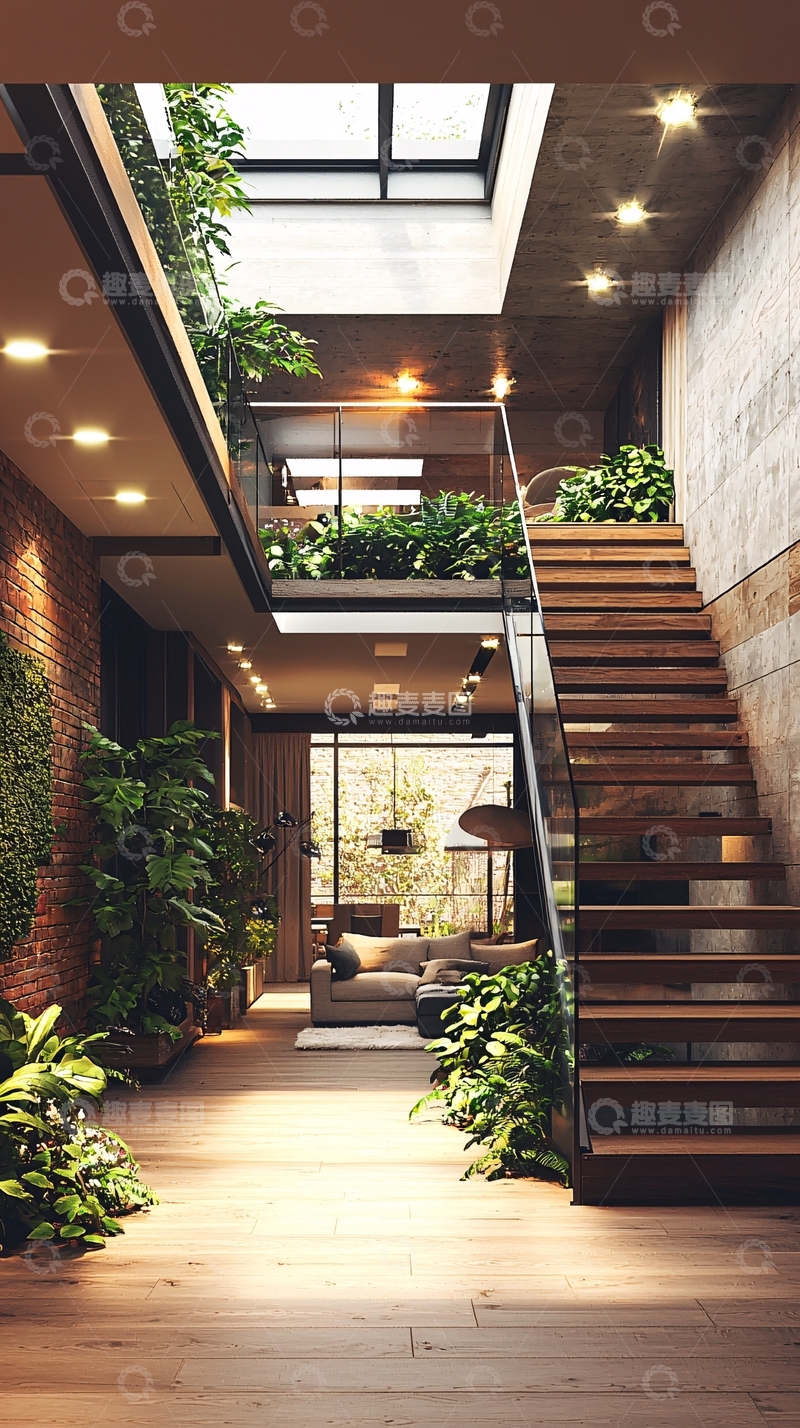 高清大图下载【趣麦麦图】室内植物楼梯设计
