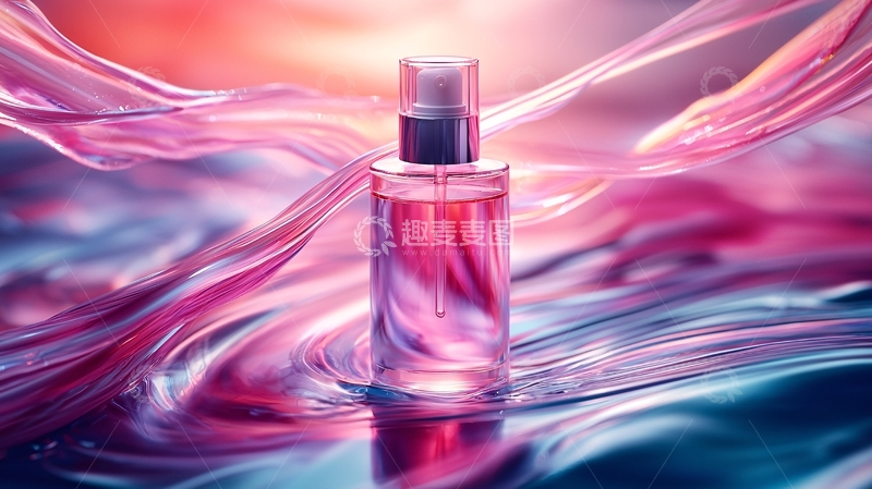 高清大图下载【趣麦麦图】粉色香水瓶与流动光线