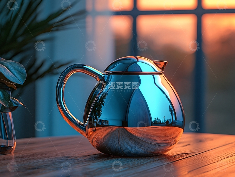 高清大图下载【趣麦麦图】金属质感茶壶