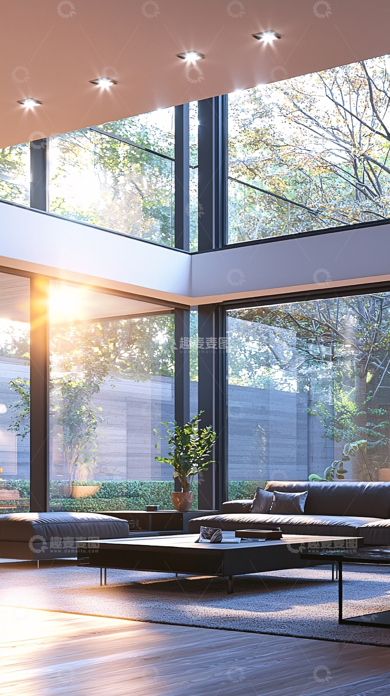 高清大图下载【趣麦麦图】现代简约落地窗客厅