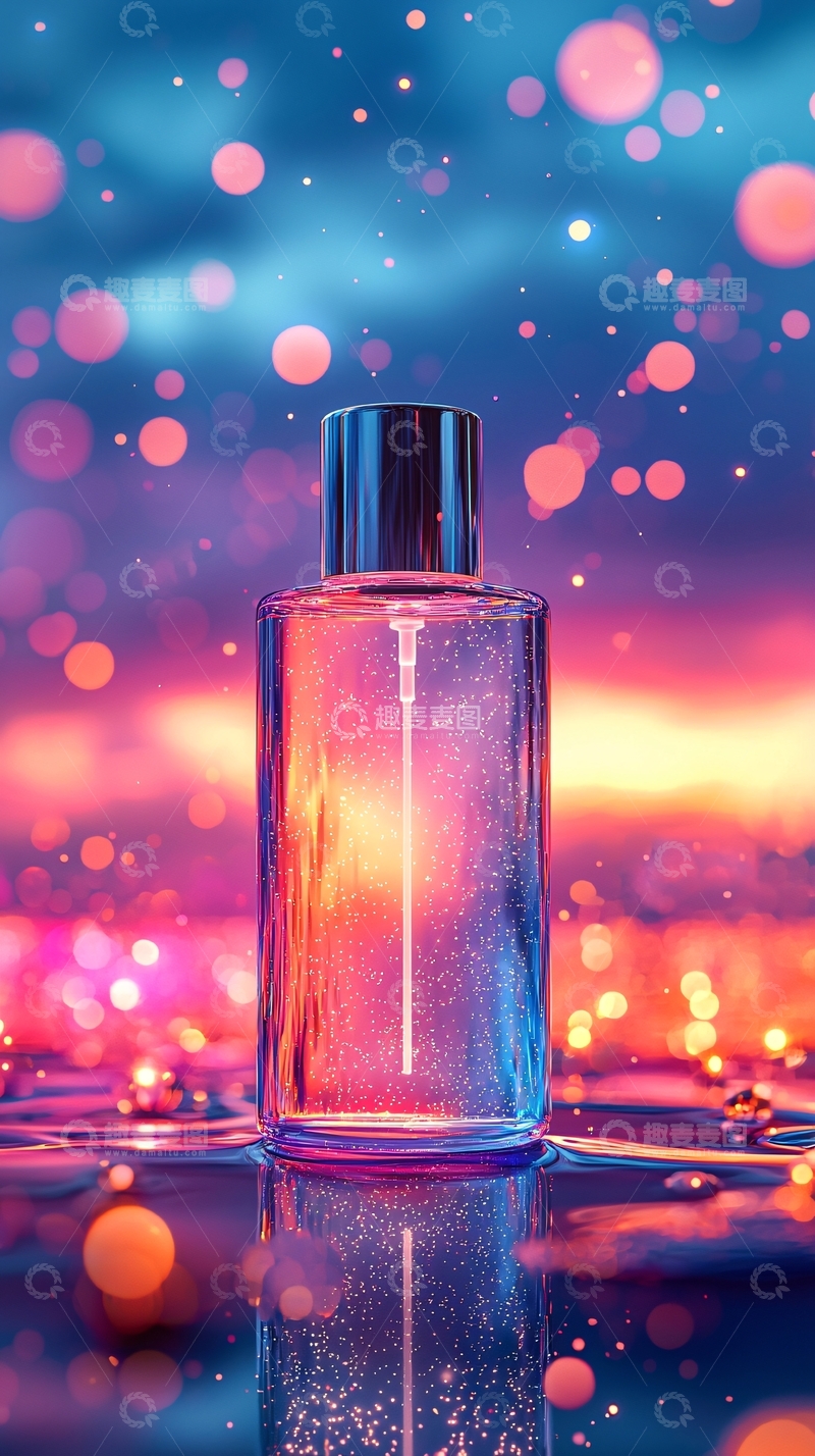 高清大图下载【趣麦麦图】透明香水瓶与模糊背景