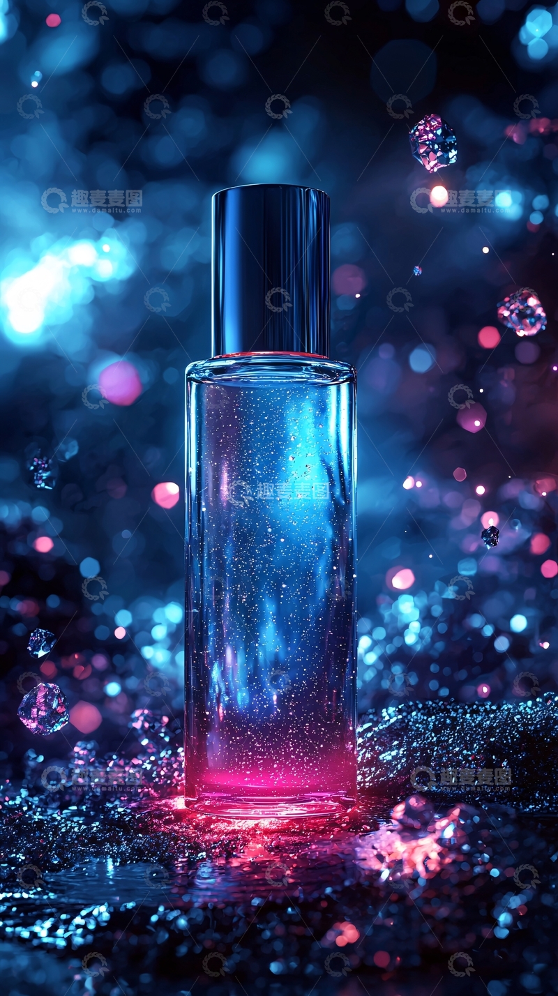 高清大图下载【趣麦麦图】-蓝光氛围香水瓶