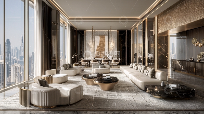 高清大图下载【趣麦麦图】现代奢华公寓客厅