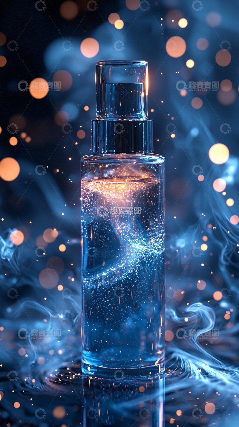 高清大图下载【趣麦麦图】梦幻蓝色香水瓶