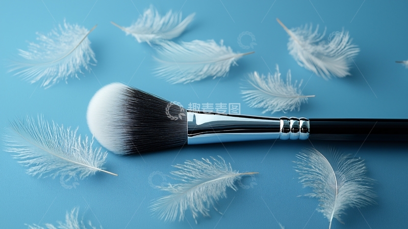 高清大图下载【趣麦麦图】化妆刷与羽毛