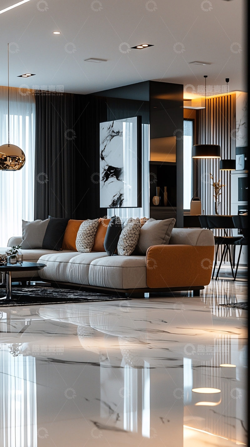 高清大图下载【趣麦麦图】现代极简轻奢客厅