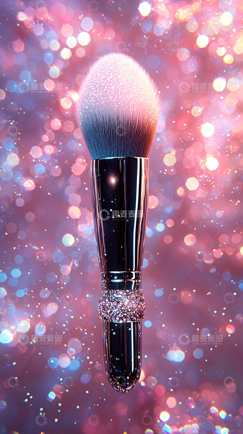 高清大图下载【趣麦麦图】梦幻粉紫色背景化妆刷