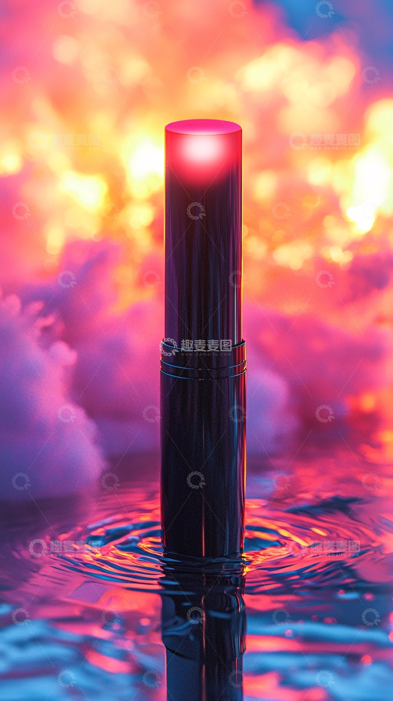 高清大图下载【趣麦麦图】红色光柱伫立水面