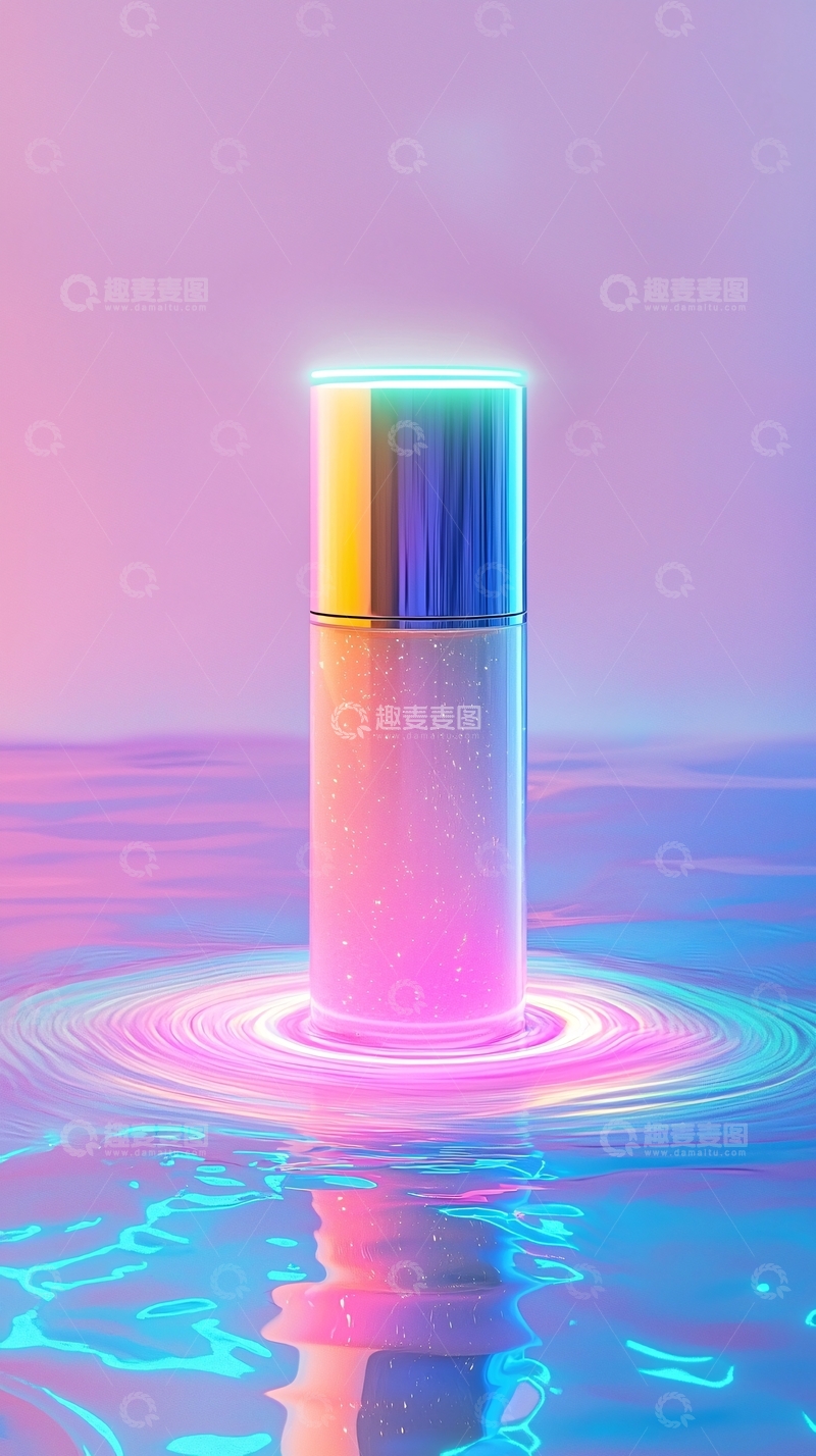 高清大图下载【趣麦麦图】粉色霓虹灯下的精华瓶