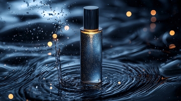 深蓝色香水瓶水花背景