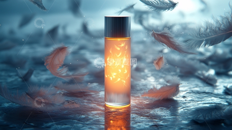 高清大图下载【趣麦麦图】光影瓶子羽毛