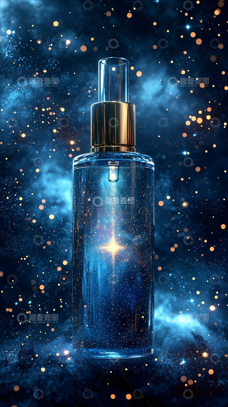 高清大图下载【趣麦麦图】蓝色星空下的精华瓶