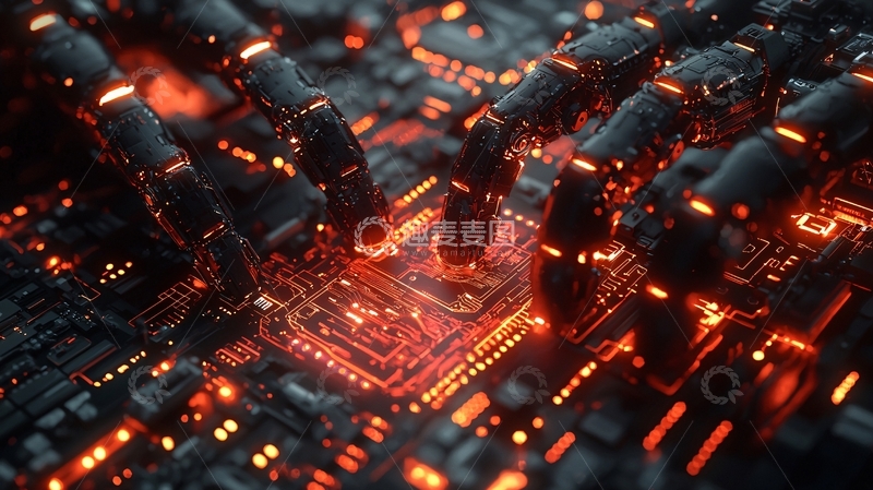 高清大图下载【趣麦麦图】机械臂操作芯片