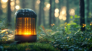 森林里燃烧的仿火焰灯