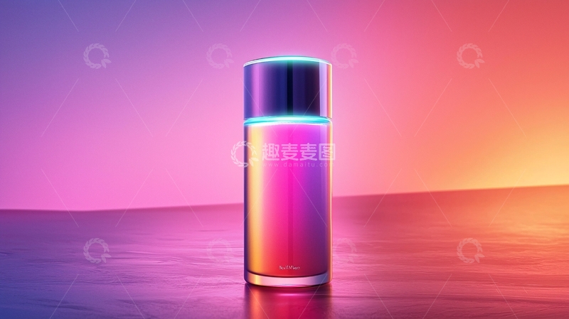 高清大图下载【趣麦麦图】彩光背景下的香水瓶