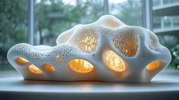 白色镂空3D打印灯