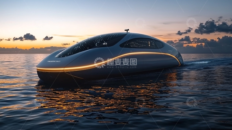 高清大图下载【趣麦麦图】未来感水上汽车